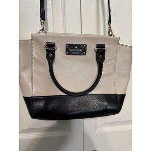 Kate Spade Leather Tote Bag with‎ Shoulder Strap Cream/Black
